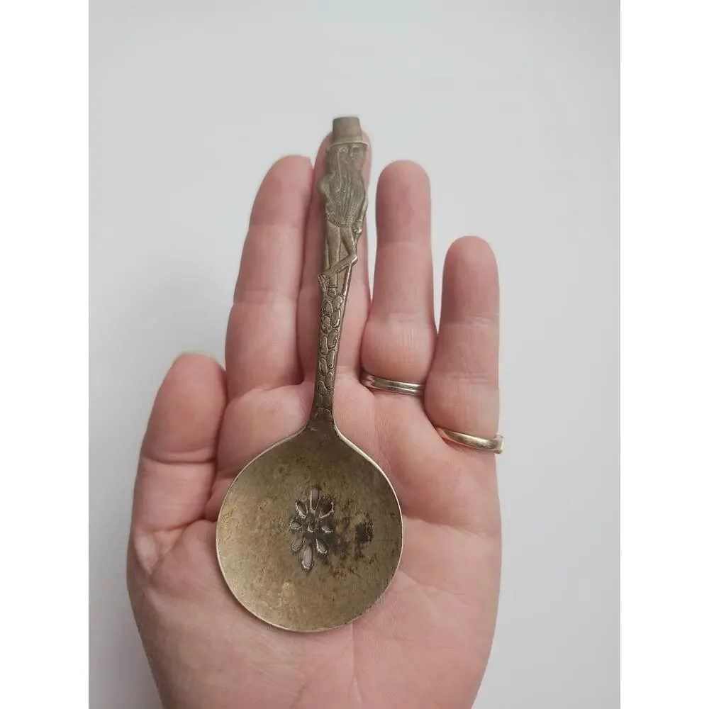 Vintage Mr. Peanut Carlton Silverplate Slotted Nut Spoon Planters‎ Promo 1940s